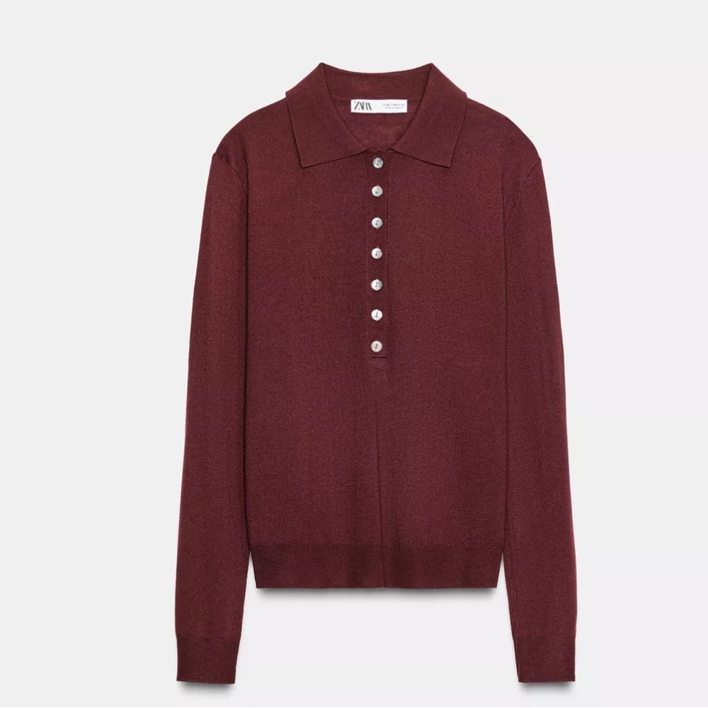 Zara Burgundy Button-Up Top